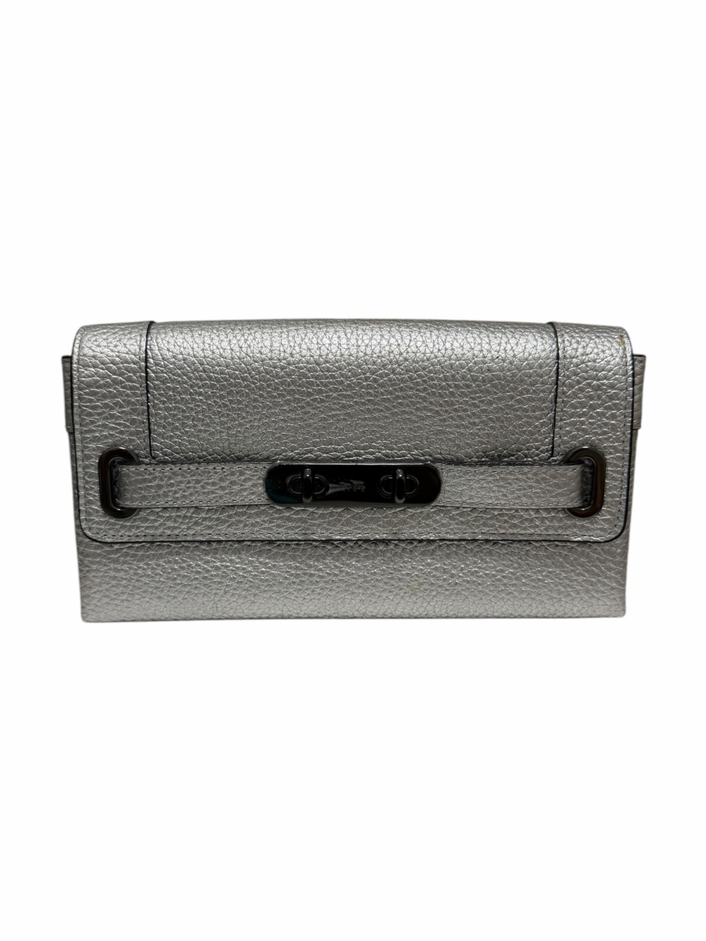 Coach Pebbled Leather Silver Metallic Wallet